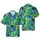 Green Alien Tropical Space Leaf Pattern with Planets & Flying Saucers Sublimation Graphic Short-sleeve Hawaiian Shirt - 1