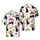 Black Cat Mushroom Hawaiian Pattern: Feline Fungi Red Yellow Purple Dots White Linen Short-sleeve Hawaiian Shirt - 1