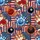 Bowling Pin Explosive Strike Hawaiian Grunge Flag: Red White Blue Lightning, Fire, Orange Glow Short-sleeve Hawaiian Shirt - 7