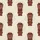 Seamless Hawaiian Polynesian Carved Tiki Statues Expressive Faces Beige Brown Green Print Short-sleeve Hawaiian Shirt - 7