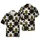 Tropical Tiki Mask Pattern: Golden Brown Geometric Carvings, White Hibiscus Plumeria Design Short-sleeve Hawaiian Shirt - 1