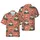 Cat DJ Hawaiian Pattern: Red Headphones, Peace Sign, Turntable, Sunburst Botanical Stripes Short-sleeve Hawaiian Shirt - 1