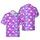 Fuchsia Cyan Hawaiian Fabric Print: Geometric Polka Dot Inverted Heart Mosaic Short-sleeve Hawaiian Shirt - 1