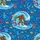 Surfing Bigfoot Hawaiian Wave Pattern: Sasquatch Brown Fur, Green Floral Shorts, Ocean Marine Mosaic Short-sleeve Hawaiian Shirt - 7