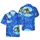 Surfing Bigfoot Hawaiian Wave Pattern: Sasquatch Brown Fur, Green Floral Shorts, Ocean Marine Mosaic Short-sleeve Hawaiian Shirt - 1
