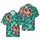 Women's Hawaiian Pin-Up: Dark Hair, Red Yellow White Floral Leis, Tropical Hibiscus Leaf Design Short-sleeve Hawaiian Shirt - 1