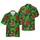 Bigfoot Santa Christmas Poinsettia Candy Cane Tropical Foliage Design Short-sleeve Hawaiian Shirt - 1