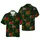 Bigfoot Fire Truck American Flag Hawaiian Red Hibiscus Dark Green Motif Short-sleeve Hawaiian Shirt - 1