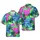 Pink Flamingo, Hibiscus & Red Blossom Pattern | Green Fronds, Navy & Sky Blue Waves Short-sleeve Hawaiian Shirt - 1