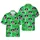 Bernese Mountain Dog Hawaiian Foliage Pink Flower Fabric Design - Teal Green Short-sleeve Hawaiian Shirt - 1