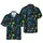Neon T-Rex Bigfoot Palm Pineapple Pattern: Blue Green Purple Starry Fabric Print Short-sleeve Hawaiian Shirt - 1