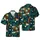 Hawaiian Tiki Mask Totem: Fiery Orange Flames, Blue Inlays, Dark Jungle Teal Foliage Short-sleeve Hawaiian Shirt - 1