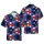 Bigfoot Hawaiian: Red Hibiscus, White Plumeria, Patriotic Flag Mosaic Design Short-sleeve Hawaiian Shirt - 1