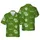 Teacher Hawaiian Pattern: Cursive 'Teacher' Heart Motif Olive Green Knit Textile Print Short-sleeve Hawaiian Shirt - 1