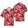Seamless Bigfoot Walking Silhouettes Hawaiian Hibiscus Palm Crimson White Sublimation Design Short-sleeve Hawaiian Shirt - 1