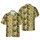 Tropical Cowboy Western Pattern: Hats, Boots, Revolvers, Badges, Guitars, Khaki Beige Brown Short-sleeve Hawaiian Shirt - 1