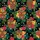 Hawaiian Carved Tiki Mask Pattern: Tropical Hibiscus Foliage Black Red Orange Yellow Teal Short-sleeve Hawaiian Shirt - 7