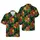 Hawaiian Carved Tiki Mask Pattern: Tropical Hibiscus Foliage Black Red Orange Yellow Teal Short-sleeve Hawaiian Shirt - 1