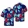 Seamless Hawaiian Octopus Fabric Design: Red Sucker Octopi, Blue Hibiscus, Polynesian Tribal Short-sleeve Hawaiian Shirt - 1