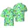 Blue Shark Fan Seamless Pattern: Jumping Sharks, Orange Sunglasses, Pineapple Plumeria Short-sleeve Hawaiian Shirt - 1
