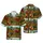 Rooster Gamecock Hawaiian Print: Golden Orange Red Rustic Barns & Rural Hills Short-sleeve Hawaiian Shirt - 1