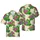 Ginger Cat Cowboy Hat Alligator Ride, Emerald Green Palm Hibiscus Plumeria Botanical Scene Short-sleeve Hawaiian Shirt - 1