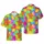 Dinosaur Hawaiian T-Rex Stegosaurus Triceratops Geometric Blue Pink Orange Short-sleeve Hawaiian Shirt - 1