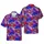Scottish Highland Cow 4th of July: USA Flag Bandana, Red Blue Hibiscus Firework Print Short-sleeve Hawaiian Shirt - 1