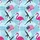 Pink Flamingo & American Flag Rifle Tropical Palm Frond Sky Blue Arrangement Short-sleeve Hawaiian Shirt - 7