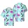 Pink Flamingo & American Flag Rifle Tropical Palm Frond Sky Blue Arrangement Short-sleeve Hawaiian Shirt - 1