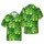 Seamless Green Alien Pizza Peace Sign Tropical Leaf Hibiscus Jungle Design Short-sleeve Hawaiian Shirt - 1