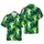 Seamless White Bigfoot Yeti Monstera Palm Tropical Leaf Dark Navy Teal Design Short-sleeve Hawaiian Shirt - 1