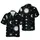 Tropical Deep Sky Sun Moon Faces UFO Starburst Planet Rays Dust Mosaic Black White Short-sleeve Hawaiian Shirt - 1