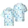 Blue Seahorse Whale Starfish Coral Hawaiian Pattern: White Weave, Azure Splatters Short-sleeve Hawaiian Shirt - 1