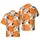 Tropical Hawaiian Ghost Black Cat Pattern: Orange White Bats Stars Moon Geometric Grid Short-sleeve Hawaiian Shirt - 1