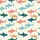Hawaiian Stylized Sharks Open Mouth Subtle Stripes Coral Pink Blue Orange Teal Wave Print Short-sleeve Hawaiian Shirt - 7