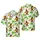 Brown Furry Bigfoot Surfer Hawaiian Scene: Green Palm Trees, Yellow Surfboard, Woven Short-sleeve Hawaiian Shirt - 1