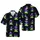 Mushroom Lover's Iridescent Starscape Botanical Pattern Black Magenta Cyan Lavender Lime Green Short-sleeve Hawaiian Shirt - 1