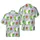 High Contrast Hawaiian Thistle Flower & Trailing Succulent Botanical Linen Weave Pattern Short-sleeve Hawaiian Shirt - 1