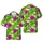 Cowboy T-Rex Dinosaur Ride, Hawaiian Hibiscus Plumeria Tropical Foliage Americana Design Short-sleeve Hawaiian Shirt - 1
