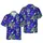 Mardi Gras Jester Sugar Skull Tropical Foliage Harlequin Pattern Purple Gold Short-sleeve Hawaiian Shirt - 1