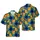 Stylized Feline Faces Hawaiian: Geometric Cat Mosaic Print Navy Teal Orange Pattern Short-sleeve Hawaiian Shirt - 1