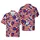 Hawaiian Hibiscus Tropical Floral Leaf Red Blue Cream Grunge Stripe Pattern Short-sleeve Hawaiian Shirt - 1