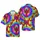 Red Lobster Hawaiian Pattern: Iridescent Marine Life Purple Blue Green Tie-Dye Short-sleeve Hawaiian Shirt - 1