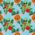Green Alien Pizza Eaters, Hibiscus, Plumeria, Pineapple, Blue Tribal Backdrop Fabric Short-sleeve Hawaiian Shirt - 7