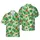 Hawaiian Cats Tiki Mask Fabric Print, Monstera, Plumeria, Cocktails - Beige Teal Orange Green Black Short-sleeve Hawaiian Shirt - 1