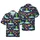 Hawaiian Alien Car Scene: Peace Sign Aliens, Rainbow Roads, Starry Blue Botanical Short-sleeve Hawaiian Shirt - 1
