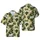 Olive Green Coffee Plant Book Design with Monstera Palm Wood Grain Pattern Short-sleeve Hawaiian Shirt - 1