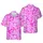Aloha Flowing White Script Hot Pink Solid Background High Contrast Hawaiian Botanical Pattern Short-sleeve Hawaiian Shirt - 1
