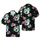 Angler's Hawaiian Bass Fish Jumps, Pink Hibiscus, Teal Palm Frond Scene Short-sleeve Hawaiian Shirt - 1